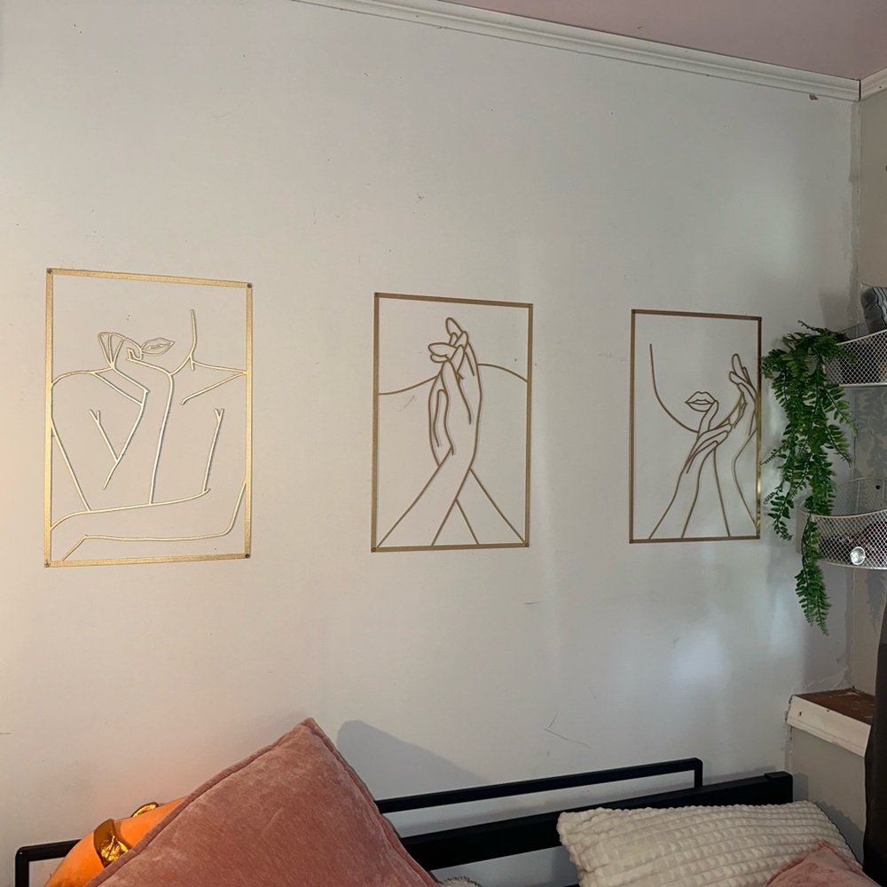 Minimalist Gold Line Art Wall Decor Set